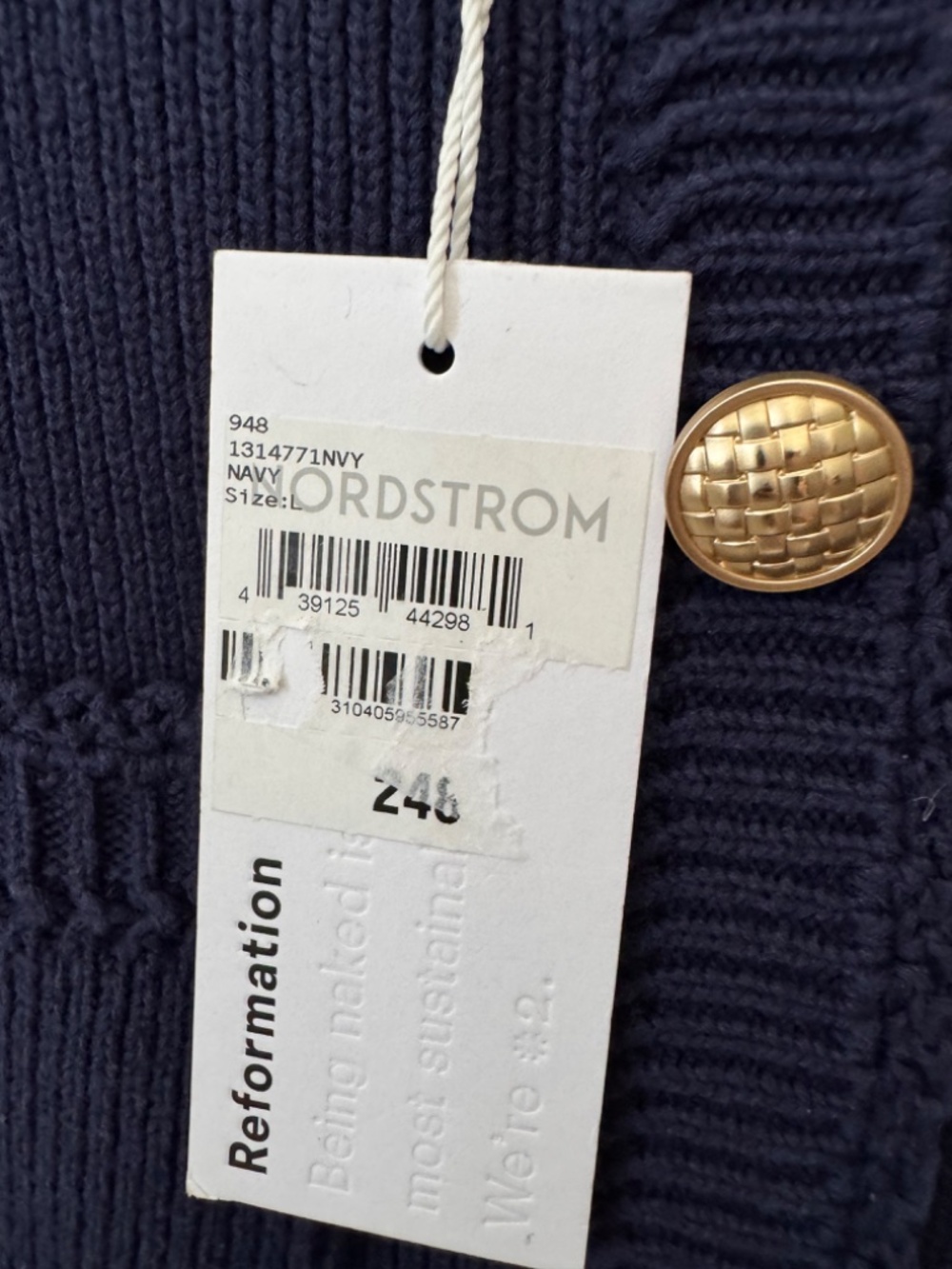 NWT Reformation Catalina Cotton Button Up Mini Dress Navy L - Picture 7 of 11
